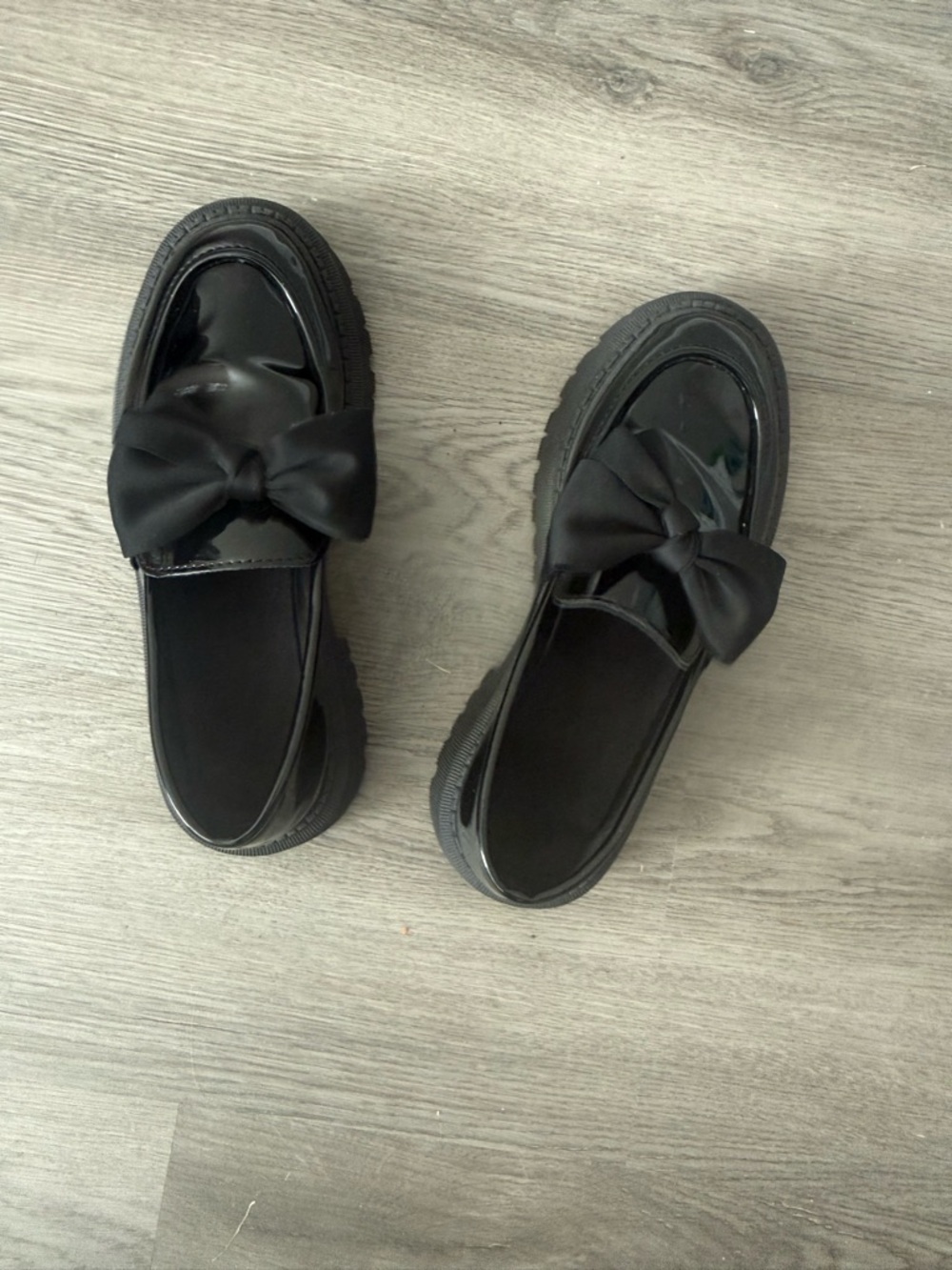 Black Bow-Accent Patent Loafer Mules - Women's